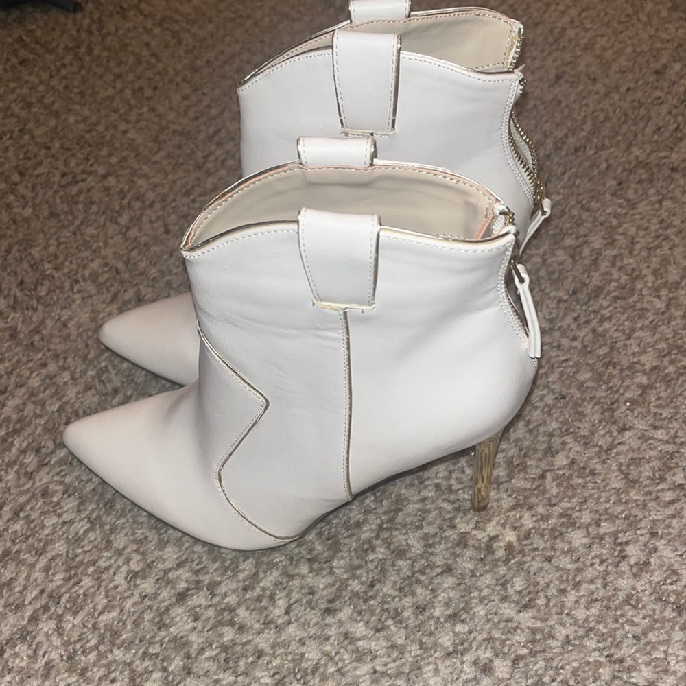 Cute white heeled boots